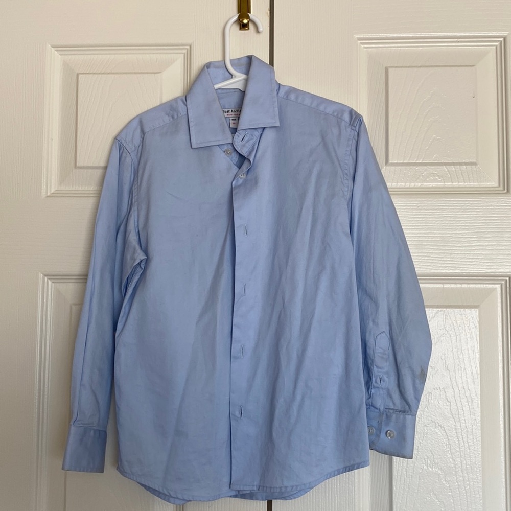 Blue dress shirt.